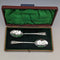 Around 1905 British antique silver plate jam spoon pair in case